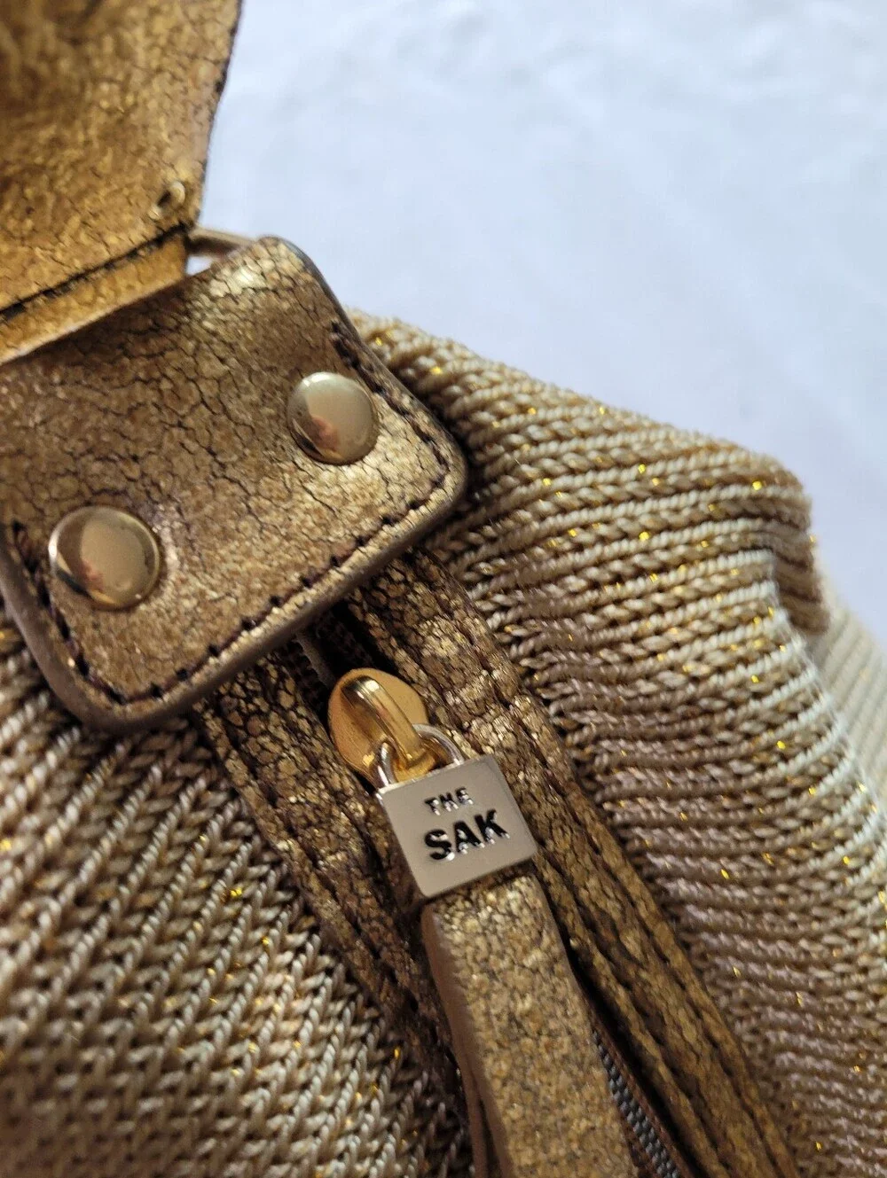 The Sak Woven Gold Shoulder Bag - Elegant Everyday Tote